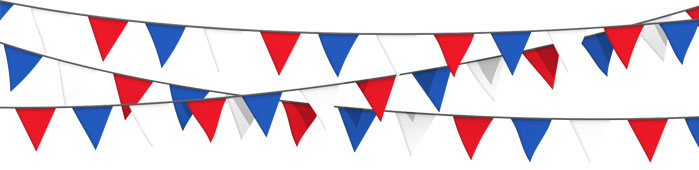 red, white and blue bunting